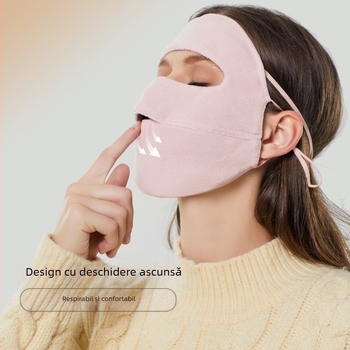 Mască de iarnă caldă căptușită catifea îngroșată rezistentă la vânt, rezistentă la frig, deschisă, respirabilă, care acoperă întreaga față, sporturi în aer liber, călărie