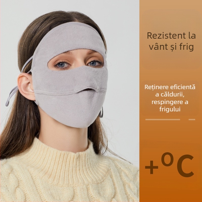 Mască de iarnă caldă căptușită catifea îngroșată rezistentă la vânt, rezistentă la frig, deschisă, respirabilă, care acoperă întreaga față, sporturi în aer liber, călărie