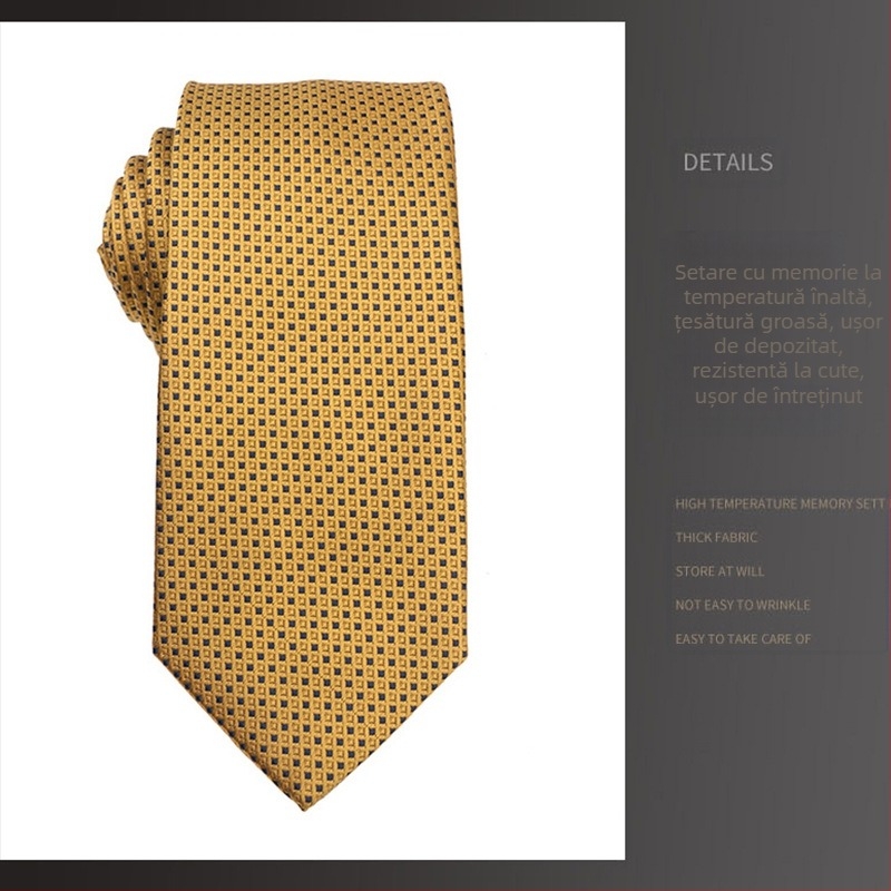 Cravată galbenă pentru bărbați, cravată de nuntă, cu dungi oblice, cu punct floral, pentru costum, cravată de banchet