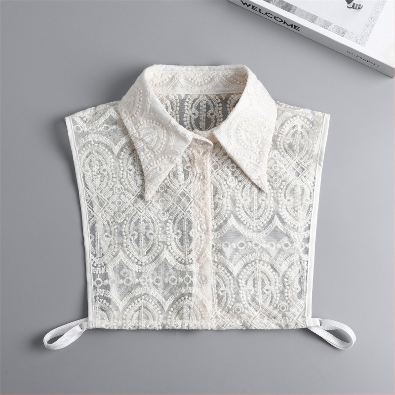 Guler fals pentru femei, model retro artistic european, dantelă brodată, industrie grea, guler fals, guler decorativ gol, jumătate, caisă, cămașă, guler fals