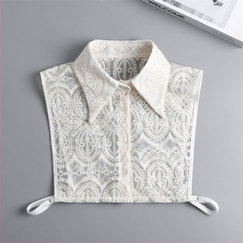 Guler fals pentru femei, model retro artistic european, dantelă brodată, industrie grea, guler fals, guler decorativ gol, jumătate, caisă, cămașă, guler fals