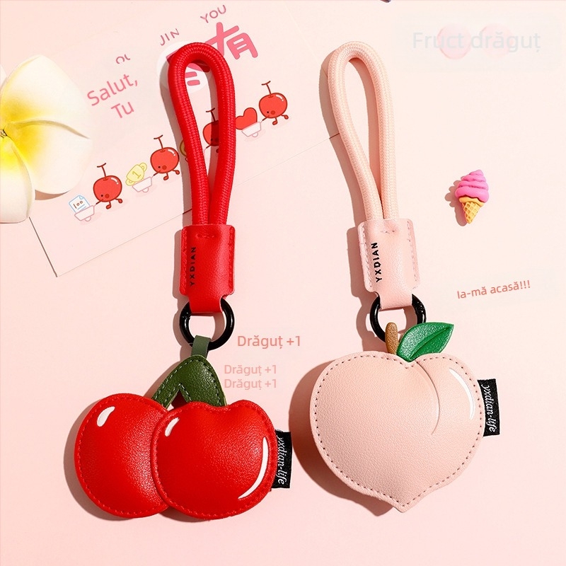 Desene animate drăguț din piele cu fructe la modă creativă breloc auto rafinat geantă pandantiv cuplu cadou mic en-gros