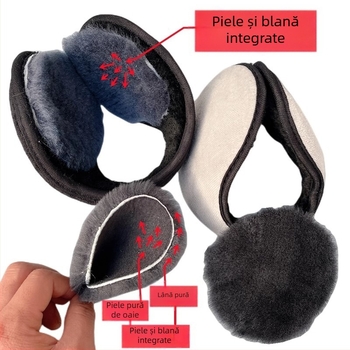 Căști pentru urechi, căști calde din lână pură, căști pentru bărbați și femei, protecție pentru urechi, anti-îngheț, îngroșate, rezistente la vânt și frig, toamna și iarna