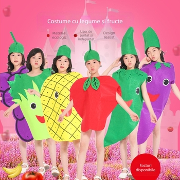 Costum de fructe pentru copii, legume, grădiniță, spectacol de modă ecologic, Halloween, dovleac, costum de scenă