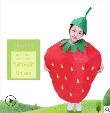 Costum de fructe pentru copii, legume, grădiniță, spectacol de modă ecologic, Halloween, dovleac, costum de scenă