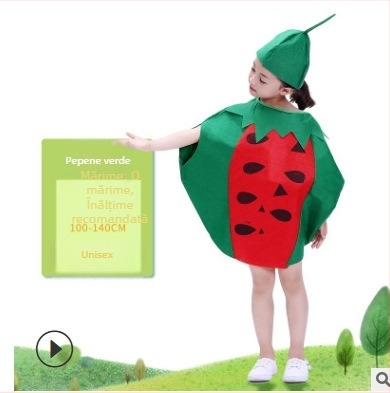 Costum de fructe pentru copii, legume, grădiniță, spectacol de modă ecologic, Halloween, dovleac, costum de scenă