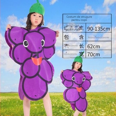 Costum de fructe pentru copii, legume, grădiniță, spectacol de modă ecologic, Halloween, dovleac, costum de scenă