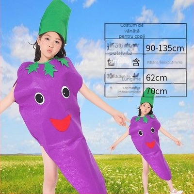 Costum de fructe pentru copii, legume, grădiniță, spectacol de modă ecologic, Halloween, dovleac, costum de scenă