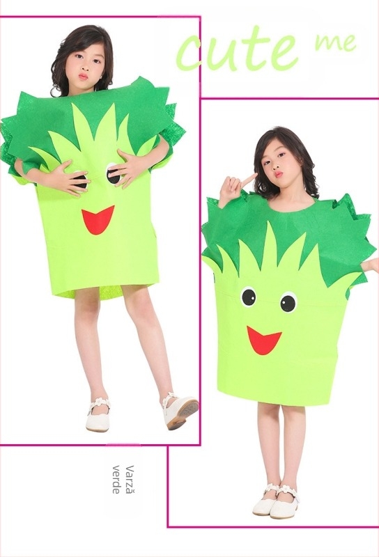 Costum de fructe pentru copii, legume, grădiniță, spectacol de modă ecologic, Halloween, dovleac, costum de scenă