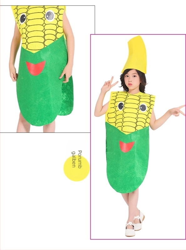 Costum de fructe pentru copii, legume, grădiniță, spectacol de modă ecologic, Halloween, dovleac, costum de scenă