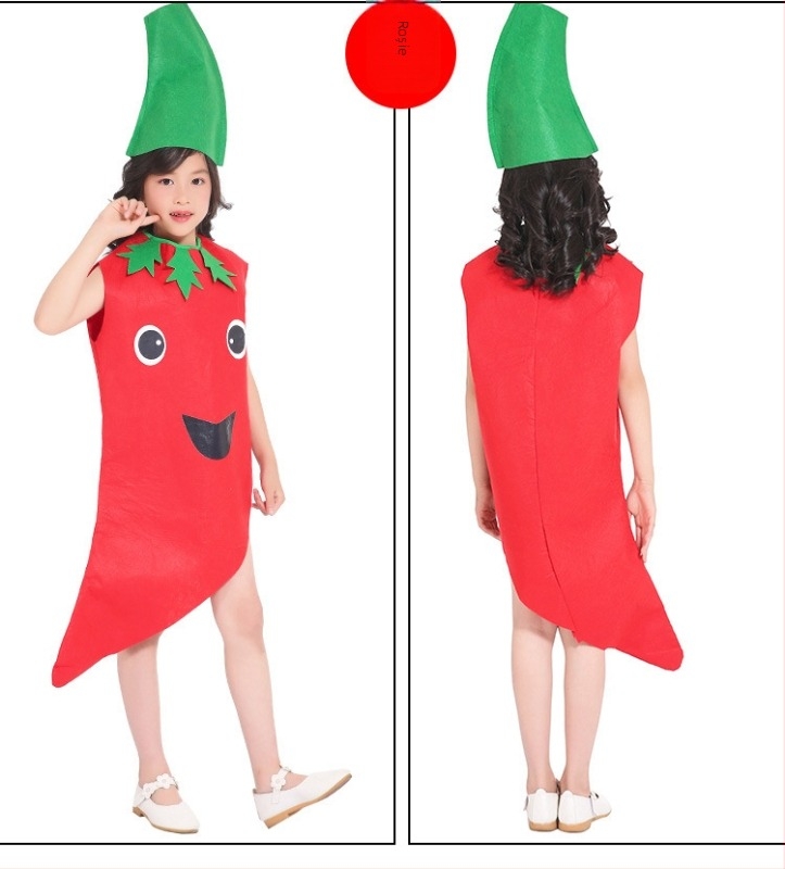 Costum de fructe pentru copii, legume, grădiniță, spectacol de modă ecologic, Halloween, dovleac, costum de scenă