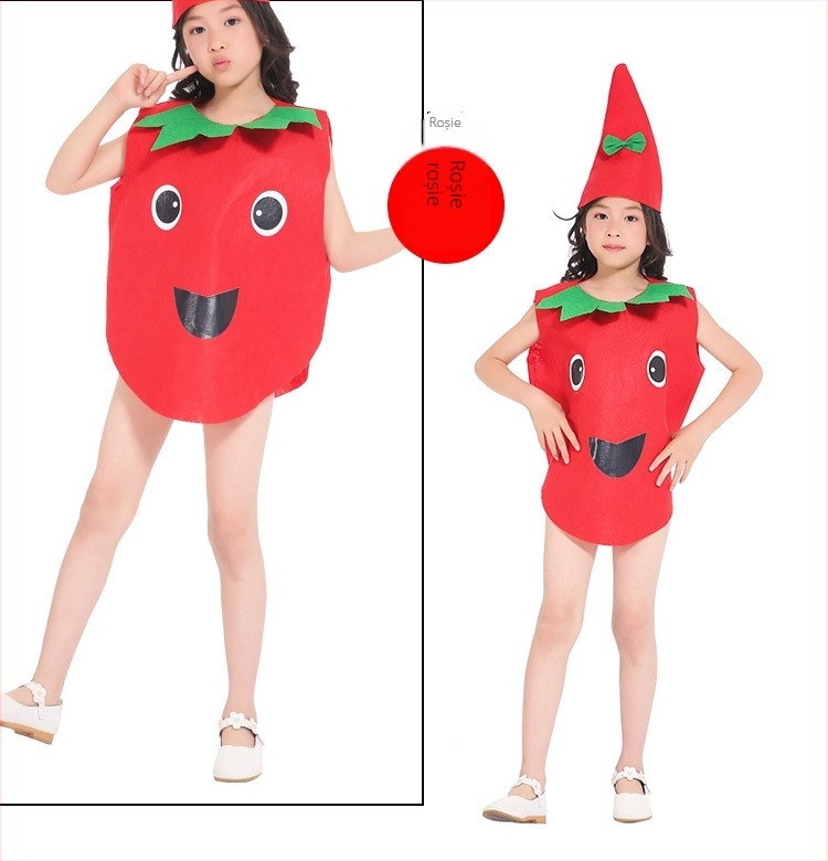 Costum de fructe pentru copii, legume, grădiniță, spectacol de modă ecologic, Halloween, dovleac, costum de scenă