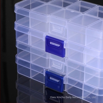 Cutie de depozitare din plastic PP transparent, cu buton de clasificare cu 10 grile fixe, cu mărgele, pentru echipamente de pescuit, armură, cutie detașabilă de finisare