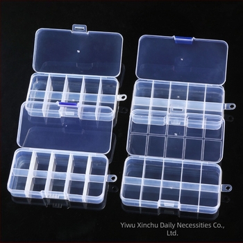 Cutie de depozitare din plastic PP transparent, cu buton de clasificare cu 10 grile fixe, cu mărgele, pentru echipamente de pescuit, armură, cutie detașabilă de finisare