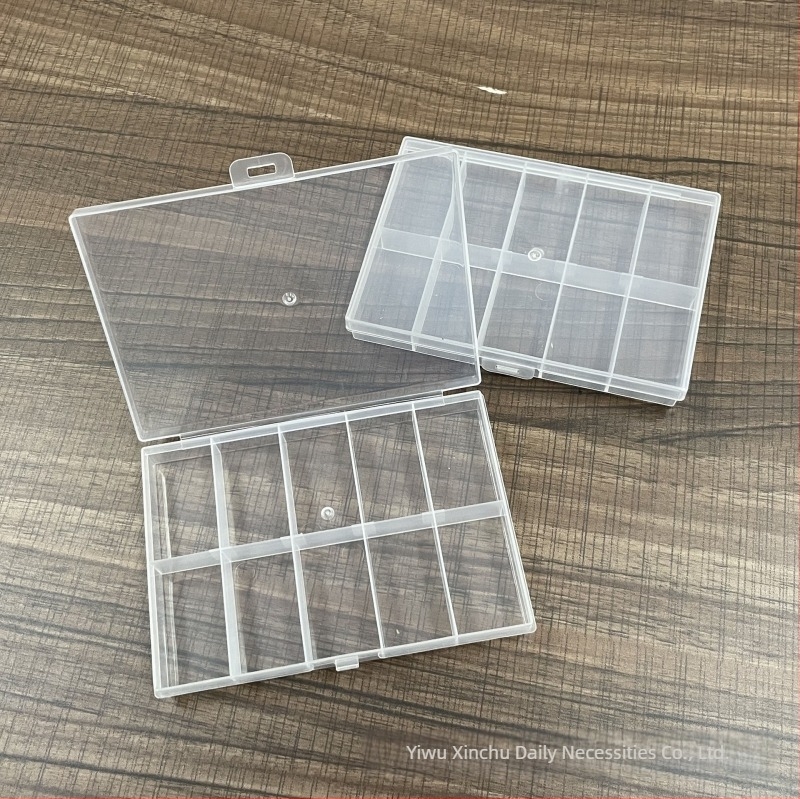 Cutie de depozitare din plastic PP transparent, cu buton de clasificare cu 10 grile fixe, cu mărgele, pentru echipamente de pescuit, armură, cutie detașabilă de finisare