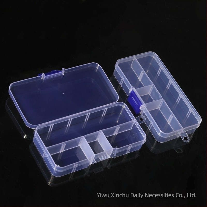 Cutie de depozitare din plastic PP transparent, cu buton de clasificare cu 10 grile fixe, cu mărgele, pentru echipamente de pescuit, armură, cutie detașabilă de finisare