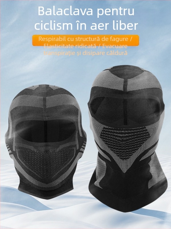 Mască de motocicletă respirabilă, fără deplasare, pentru exterior, cu căptușeală din fleece, rezistentă la frig, model mecha, pentru călărit