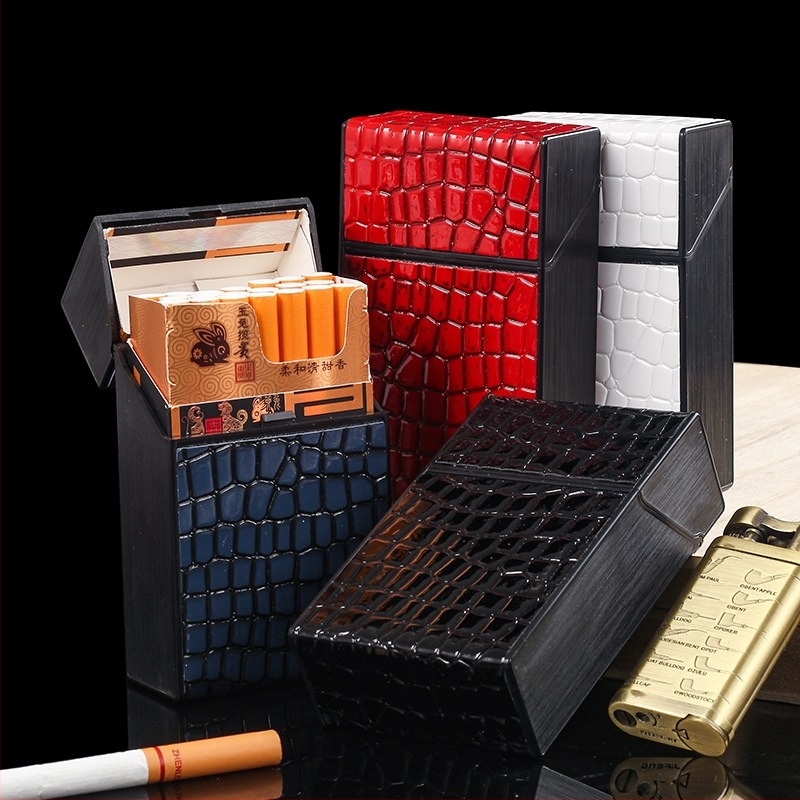 Cutie de țigări cu 20 de pachete, cu capac rabatabil automat, cutie întreagă pentru țigări, material plastic, model personalizat de șarpe imitație multicolor, transfrontalieră