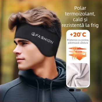Bandă de protecție pentru urechi pentru bărbați, bandă de păr din fleece polar cald de iarnă, bandă de susținere pentru sporturi în aer liber, alergare, călărie, eșarfă pentru cap cu izolare