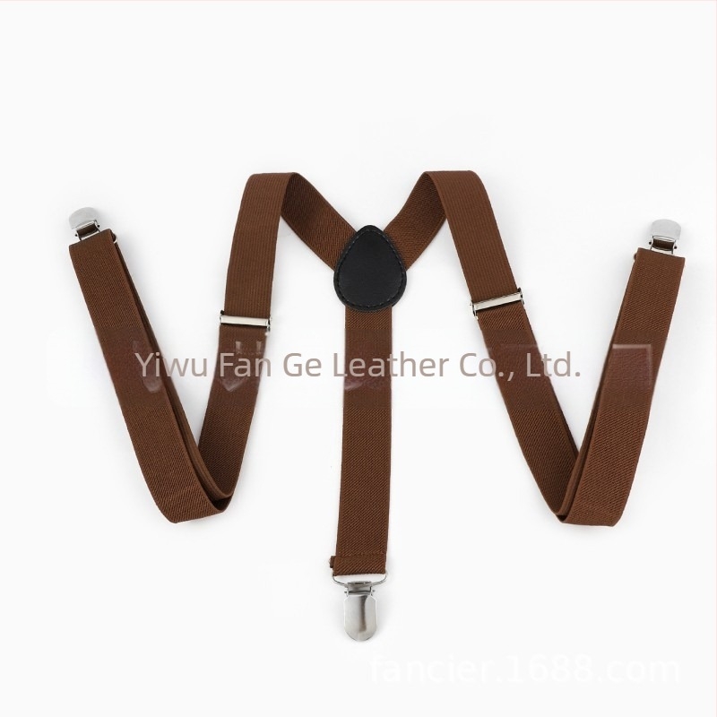 Bretele elastice casual la modă transfrontalieră, cu trei cleme, culoare uni, lungime reglabilă, unisex, păr drept din fabrică