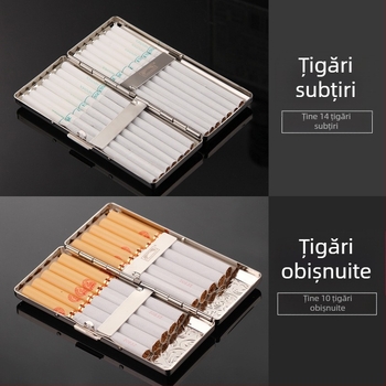 Husă de țigară fină Double Gun pentru femei, pachet de 14 huse lungi pentru țigări pentru bărbați, clemă metalică portabilă distinctivă și creativă, nouă
