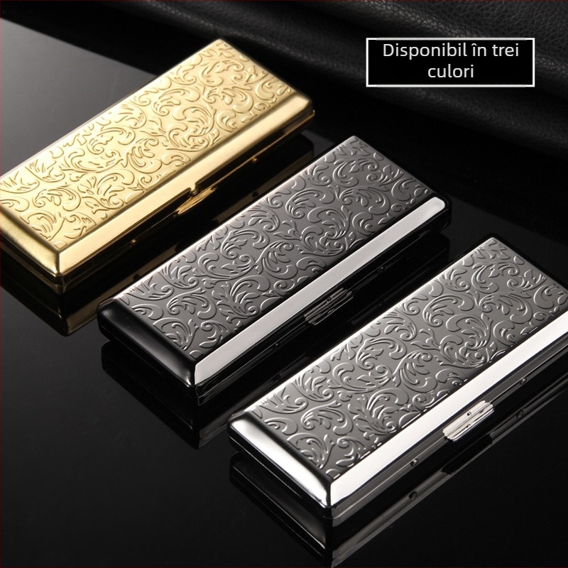 Husă de țigară fină Double Gun pentru femei, pachet de 14 huse lungi pentru țigări pentru bărbați, clemă metalică portabilă distinctivă și creativă, nouă