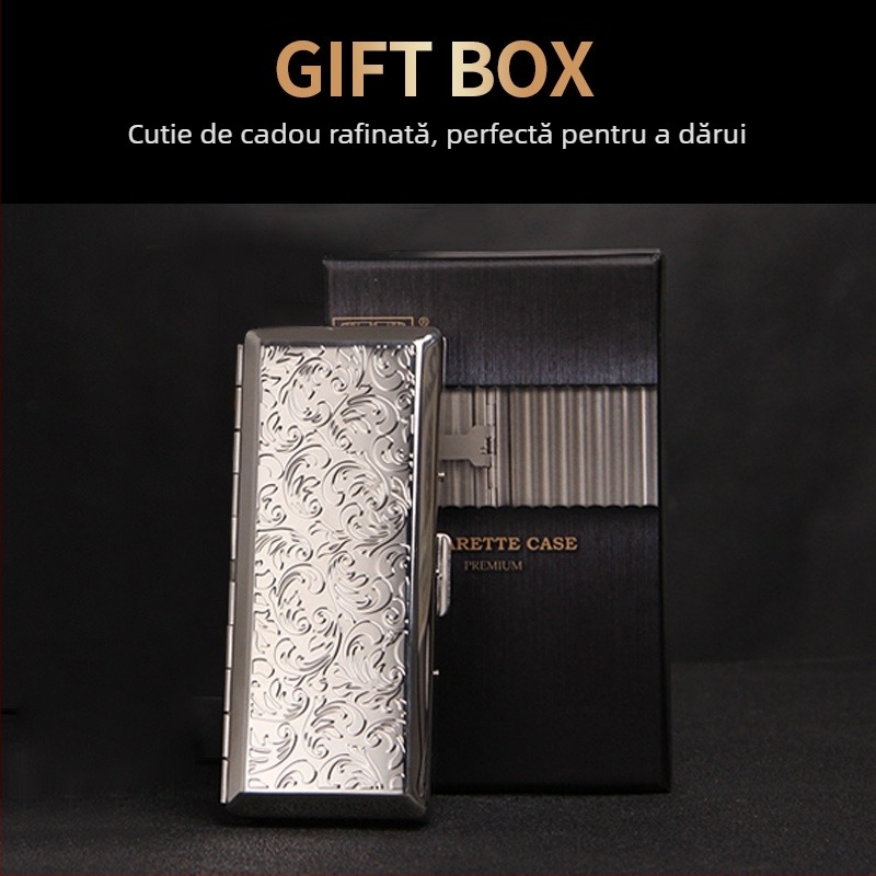 Husă de țigară fină Double Gun pentru femei, pachet de 14 huse lungi pentru țigări pentru bărbați, clemă metalică portabilă distinctivă și creativă, nouă