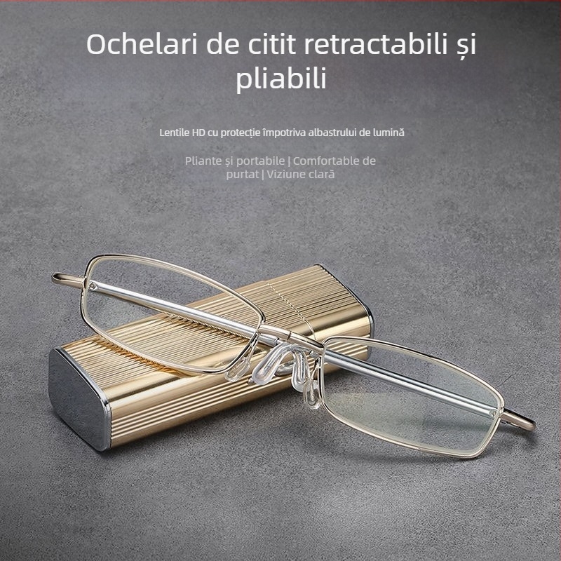 Ochelari de citit anti-oboseală ultra-ușori, cu antenă de buzunar explozivă, pliabilă, tremolo, carte mică roșie, cu protecție HD pentru ochi