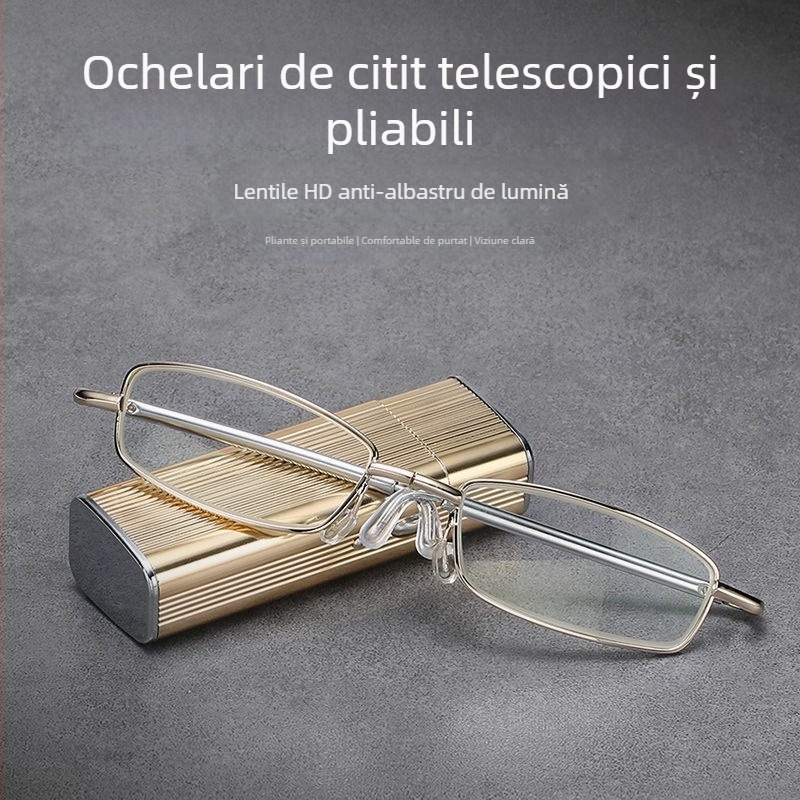 Ochelari de citit anti-oboseală ultra-ușori, cu antenă de buzunar explozivă, pliabilă, tremolo, carte mică roșie, cu protecție HD pentru ochi