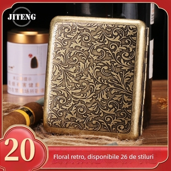 Toc de țigară automată portabilă cu flip-up față-verso pentru 20 de țigări, din bronz, în stoc, en-gros din fabrică