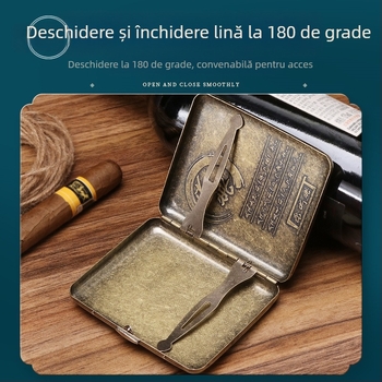 Toc de țigară automată portabilă cu flip-up față-verso pentru 20 de țigări, din bronz, în stoc, en-gros din fabrică