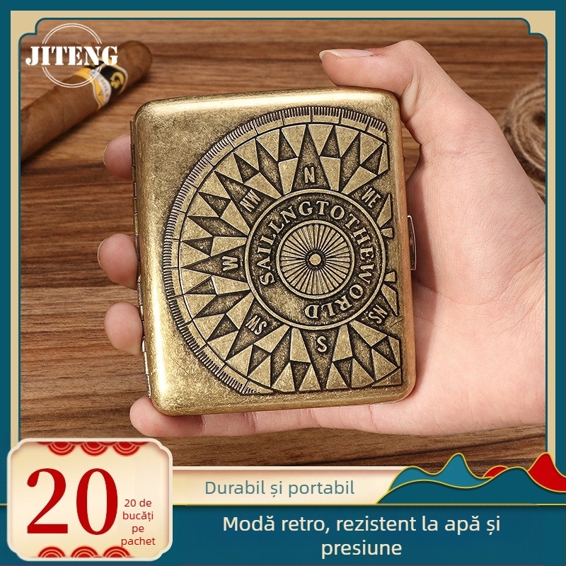 Toc de țigară automată portabilă cu flip-up față-verso pentru 20 de țigări, din bronz, în stoc, en-gros din fabrică