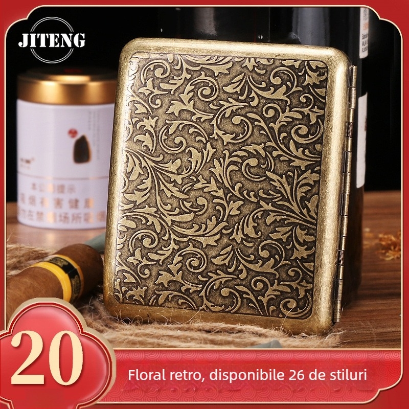 Toc de țigară automată portabilă cu flip-up față-verso pentru 20 de țigări, din bronz, în stoc, en-gros din fabrică