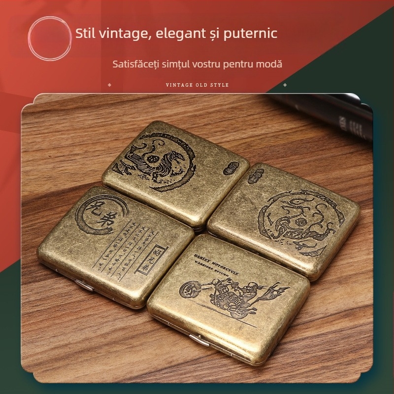 Toc de țigară automată portabilă cu flip-up față-verso pentru 20 de țigări, din bronz, în stoc, en-gros din fabrică