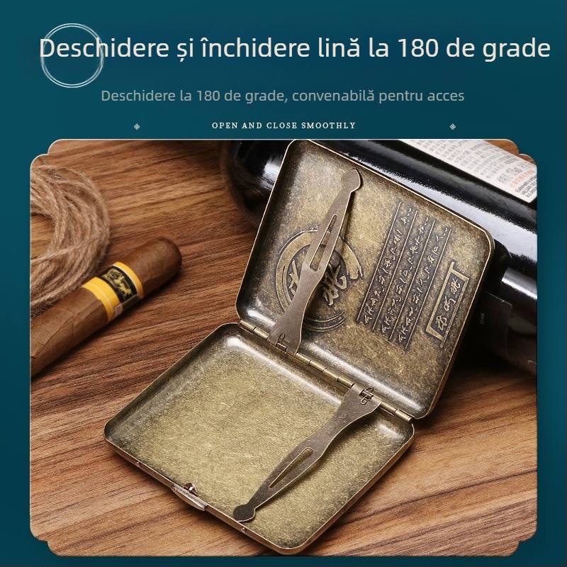Toc de țigară automată portabilă cu flip-up față-verso pentru 20 de țigări, din bronz, în stoc, en-gros din fabrică