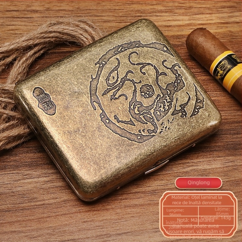 Toc de țigară automată portabilă cu flip-up față-verso pentru 20 de țigări, din bronz, în stoc, en-gros din fabrică