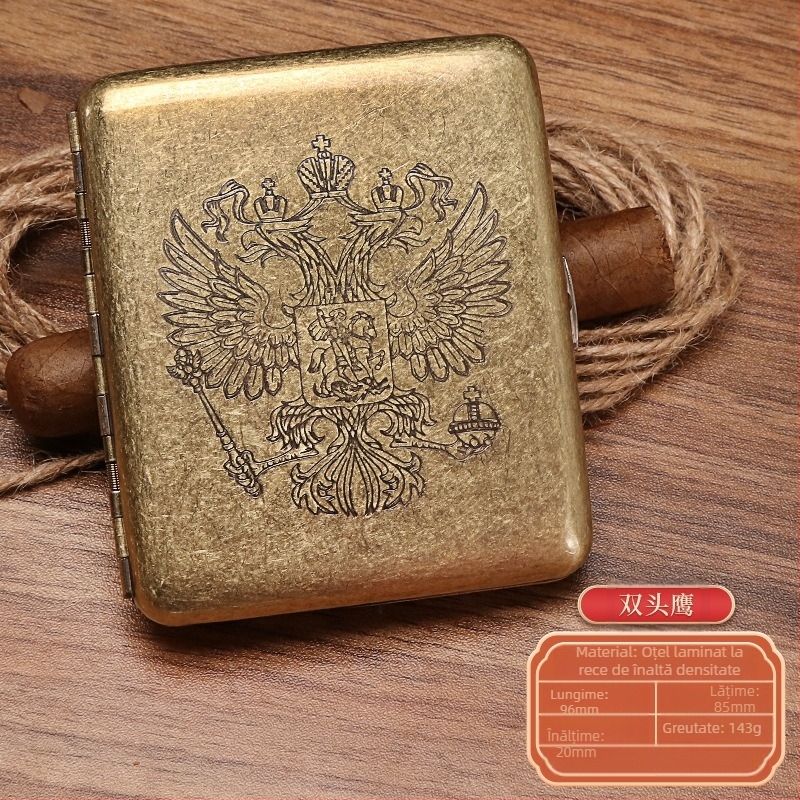 Toc de țigară automată portabilă cu flip-up față-verso pentru 20 de țigări, din bronz, în stoc, en-gros din fabrică