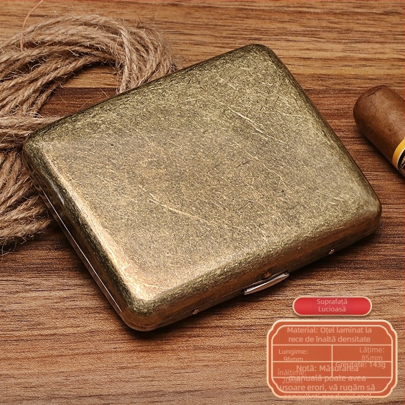 Toc de țigară automată portabilă cu flip-up față-verso pentru 20 de țigări, din bronz, în stoc, en-gros din fabrică