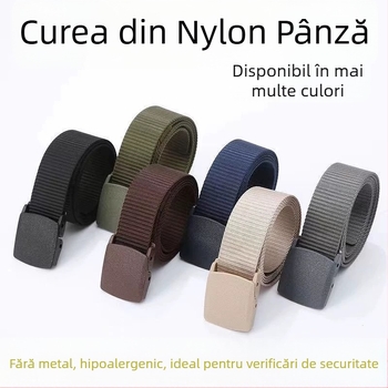 Curea lombară pentru bărbați, studenți, tineri, pantaloni, curea din pânză, țesut nailon, pânză, nemetalic, nemagnetic, curea de securitate