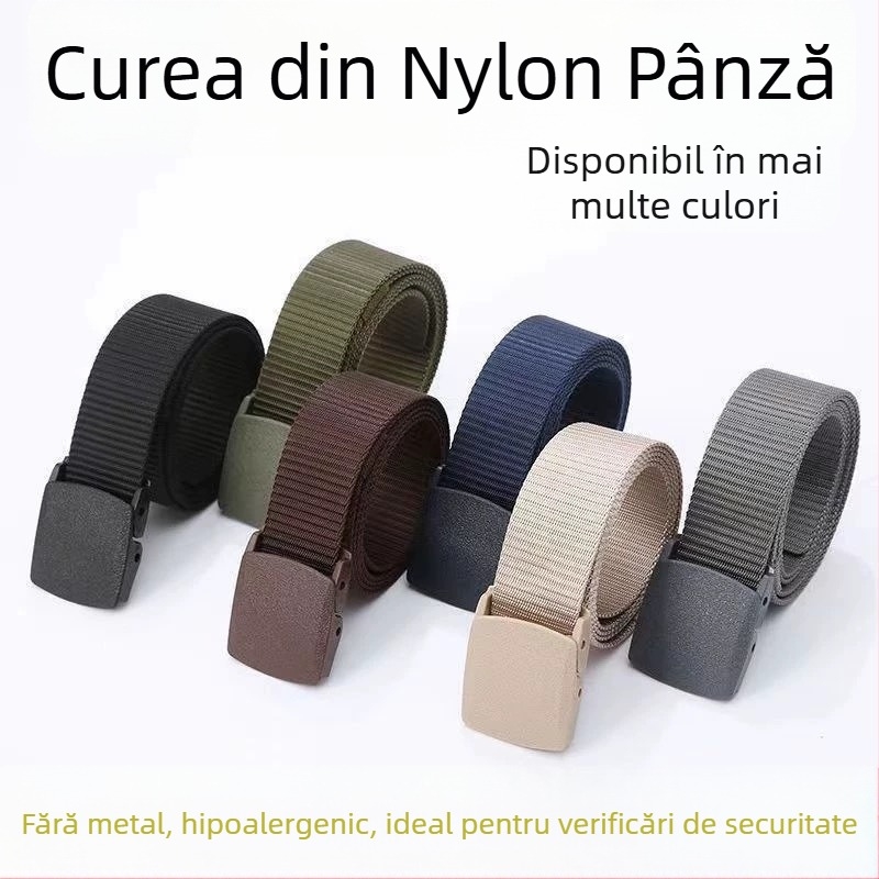 Curea lombară pentru bărbați, studenți, tineri, pantaloni, curea din pânză, țesut nailon, pânză, nemetalic, nemagnetic, curea de securitate