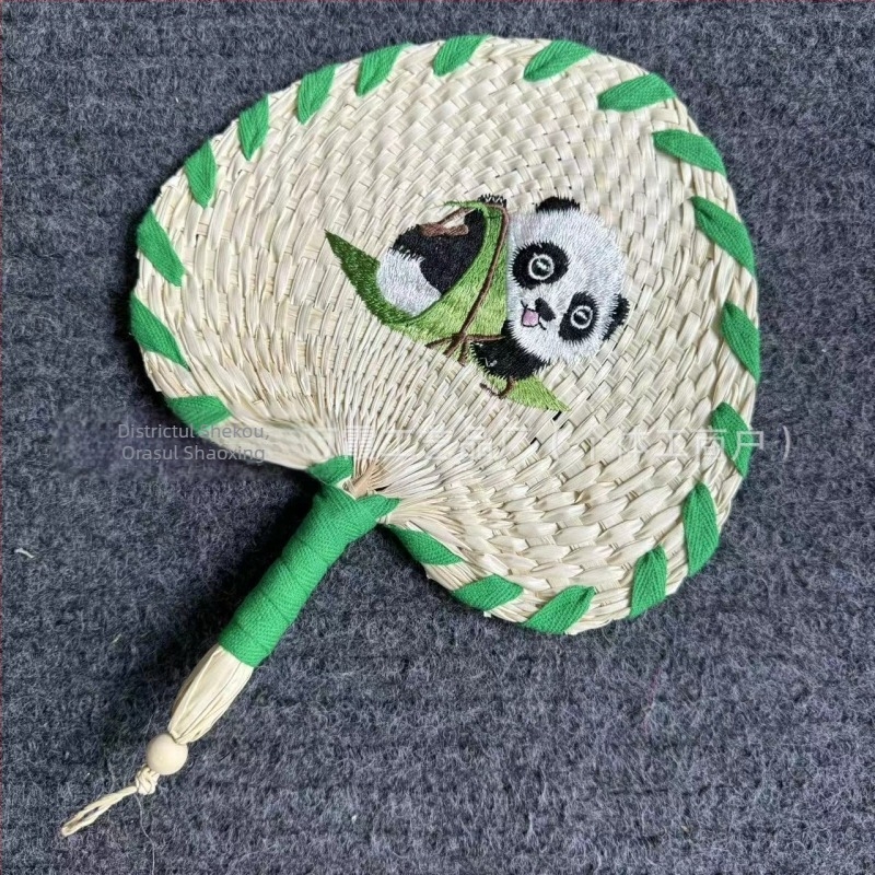 Frunză mare de papură țesută manual, în formă de inimă, zongye, țesută cu iarbă, broderie, frunze de papură, carte roșie mică, se mișcă, sunet, plasă roșie, broderie multicoloră, panda