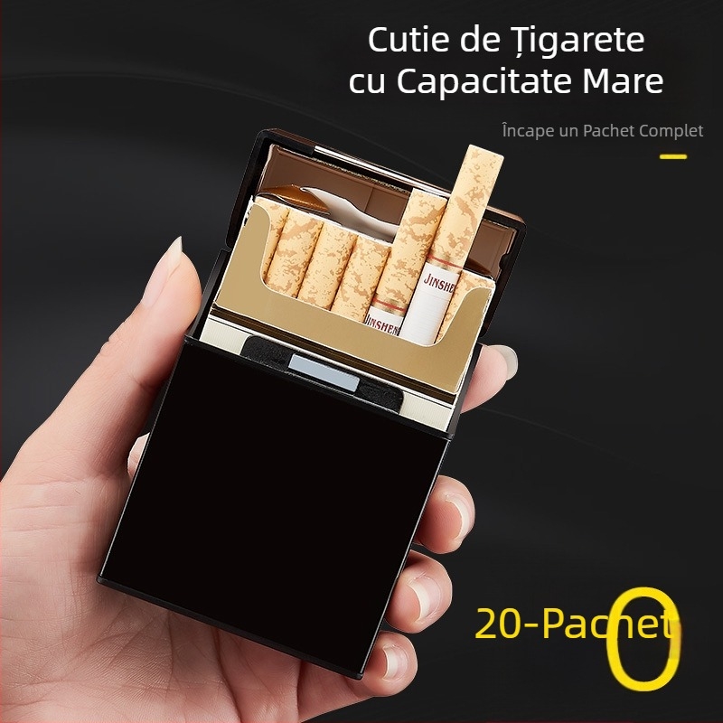 Toc de țigară personalizat la modă, pachet de 20, toc de țigară automat din plastic și aluminiu, pentru bărbați, cu fum grosier și lumină, toc de țigară creativ