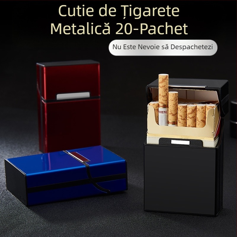 Toc de țigară personalizat la modă, pachet de 20, toc de țigară automat din plastic și aluminiu, pentru bărbați, cu fum grosier și lumină, toc de țigară creativ
