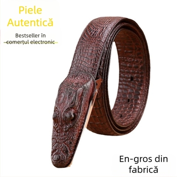 Curea nouă cu crocodil, asortată cu placă, cataramă automată pentru bărbați, curea reală din piele de vacă pură, curea extinsă cu talie mare, producători