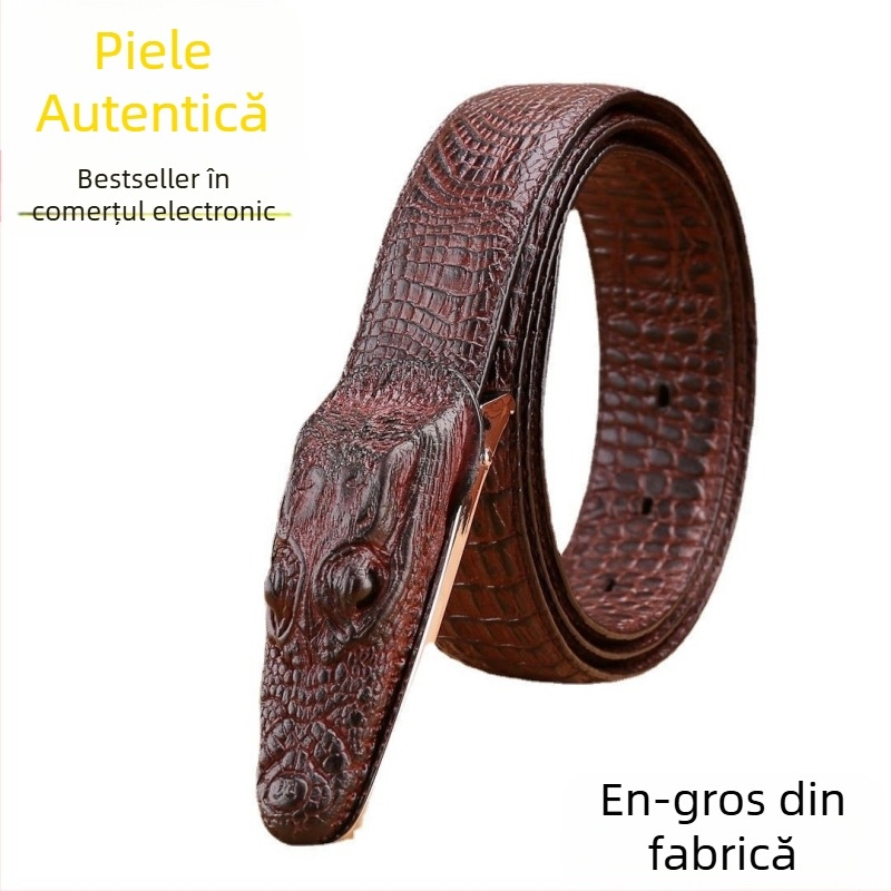 Curea nouă cu crocodil, asortată cu placă, cataramă automată pentru bărbați, curea reală din piele de vacă pură, curea extinsă cu talie mare, producători