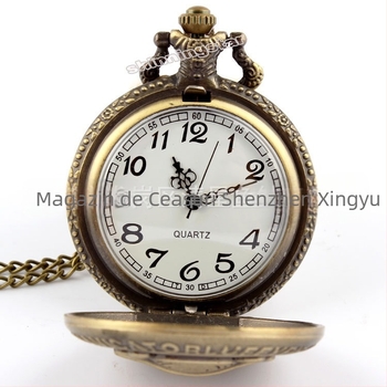 Ceas de buzunar vintage clasic cu o singură piesă, model agățat cu lanț, pentru bărbați și femei, cu cuarț, cu flip, cadou en-gros