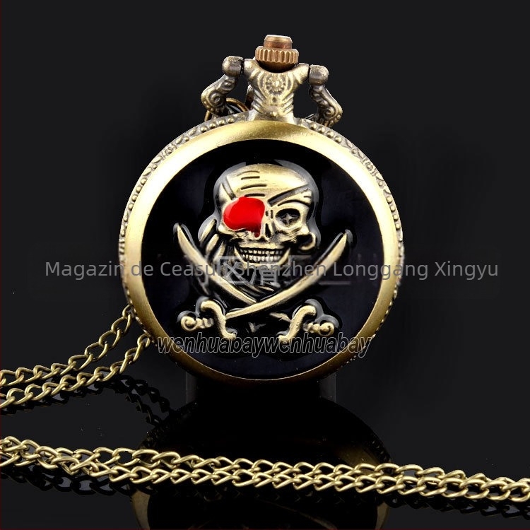 Ceas de buzunar vintage clasic cu o singură piesă, model agățat cu lanț, pentru bărbați și femei, cu cuarț, cu flip, cadou en-gros
