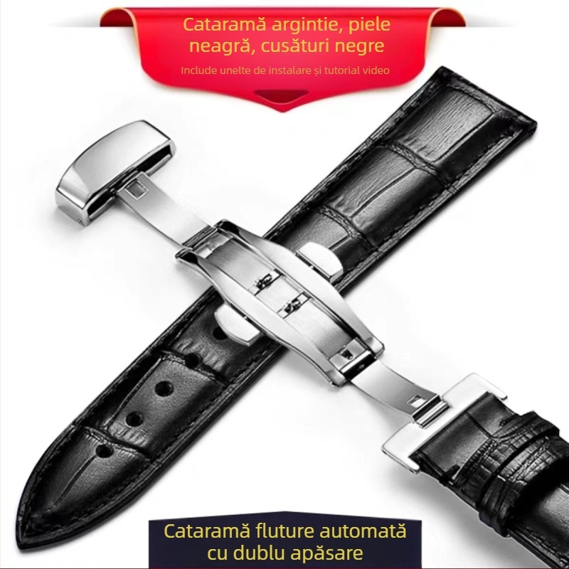 Curea din piele de vițel italiană moale, model de bambus, curea din piele naturală, 12-24 mm, curea universală din piele de vacă