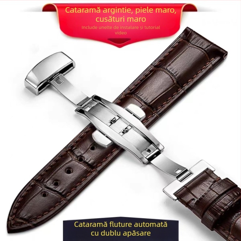 Curea din piele de vițel italiană moale, model de bambus, curea din piele naturală, 12-24 mm, curea universală din piele de vacă