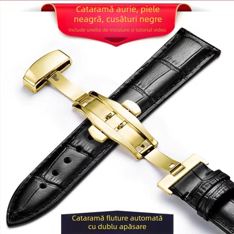 Curea din piele de vițel italiană moale, model de bambus, curea din piele naturală, 12-24 mm, curea universală din piele de vacă